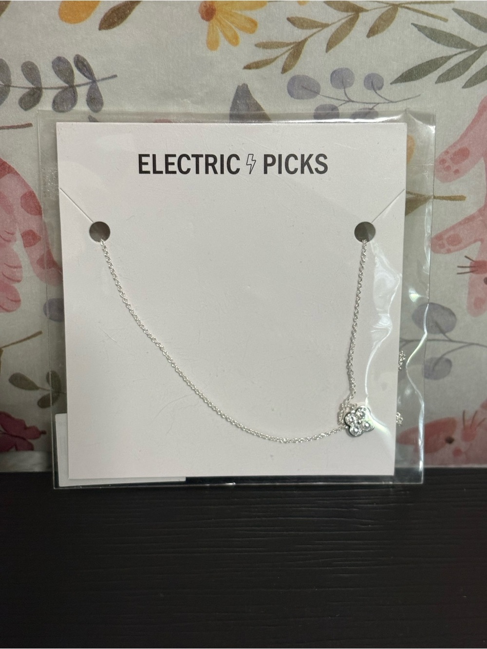 Electric Picks Camilla Necklace silver tone crystal rhinestones pendant. New.